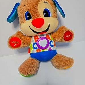 Fisher Price Interactive Plush Puppy Toy - Brown, Blue, Red 3 Levels Of Learning